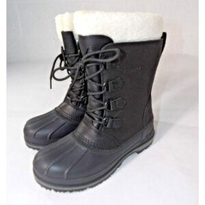 Baffin Canada Boots Womens Sz 9 Winter Snow BLack Faux Fur Tie Lined HTGE-W001